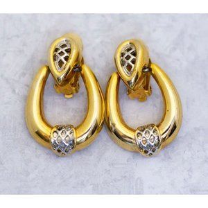 Vintage Oval Non-Pierce Gold Silver Tone Clip On Earrings - CF1